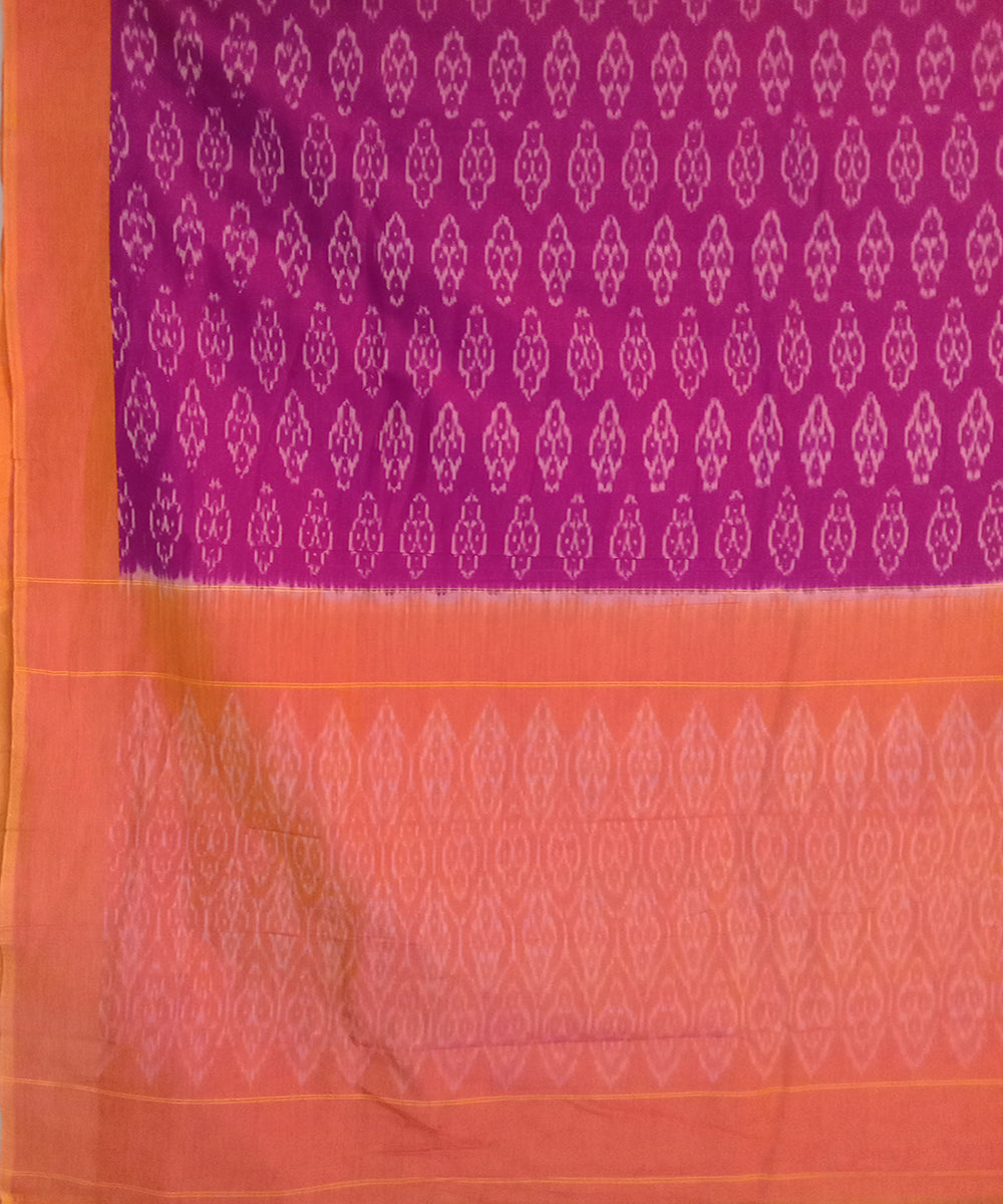 Purple  Pink handwoven cotton pochampally ikat saree