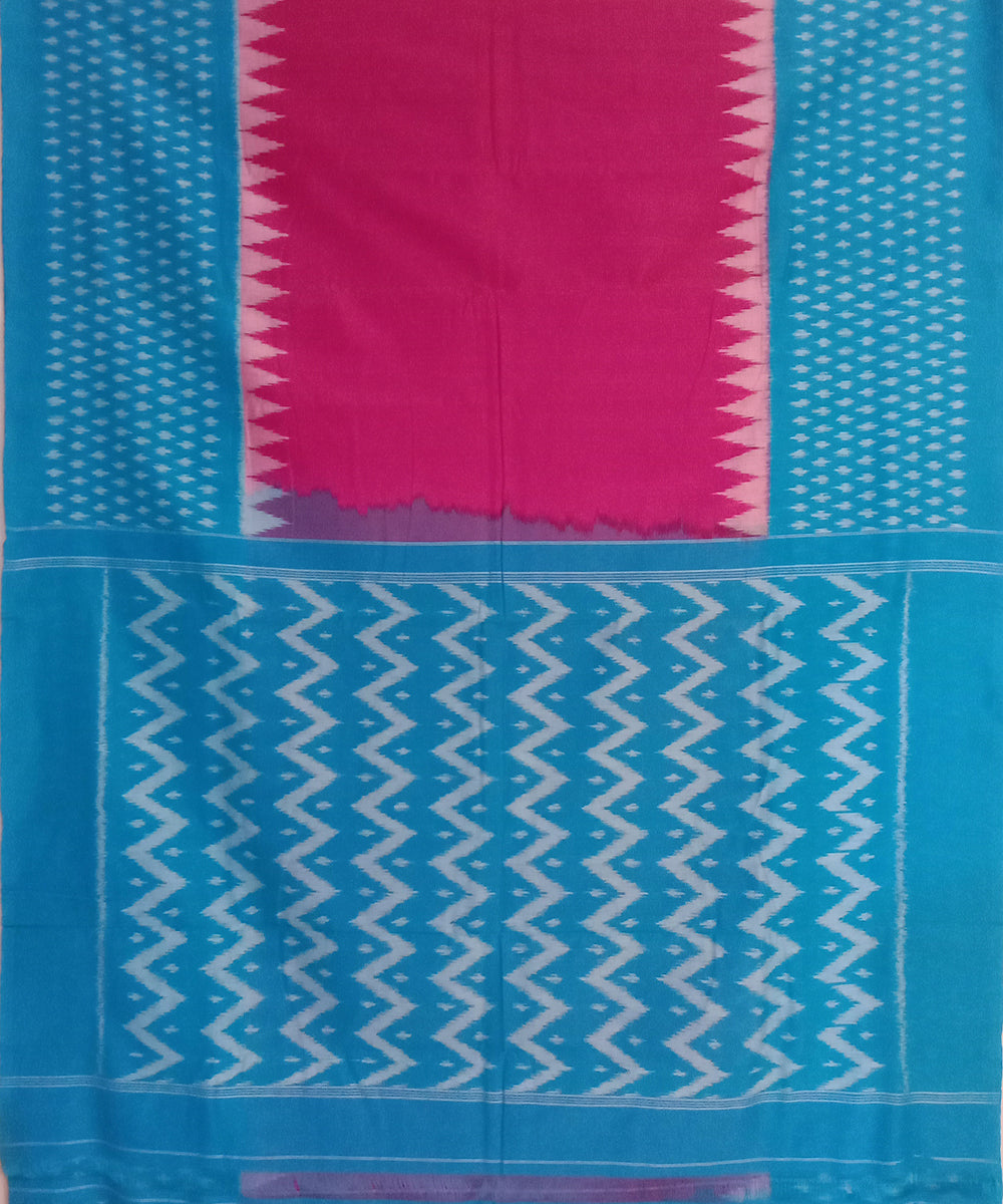 Pink handwoven cotton pochampally ikat saree