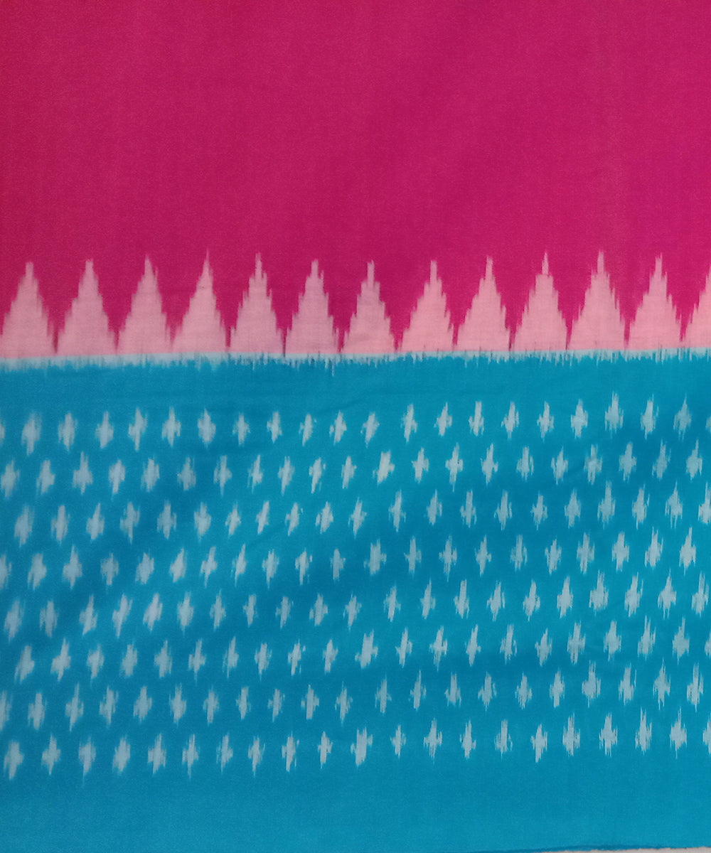 Pink handwoven cotton pochampally ikat saree