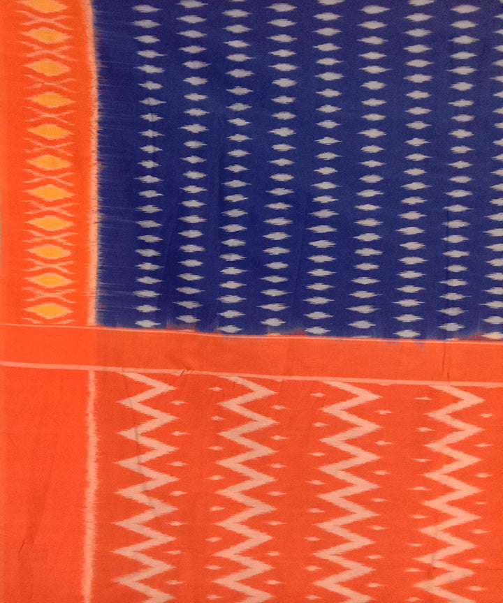 Blue handwoven cotton pochampally ikat saree