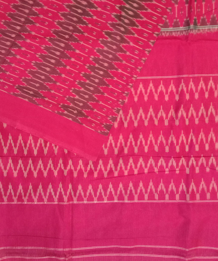 Pink handwoven cotton pochampally ikat saree