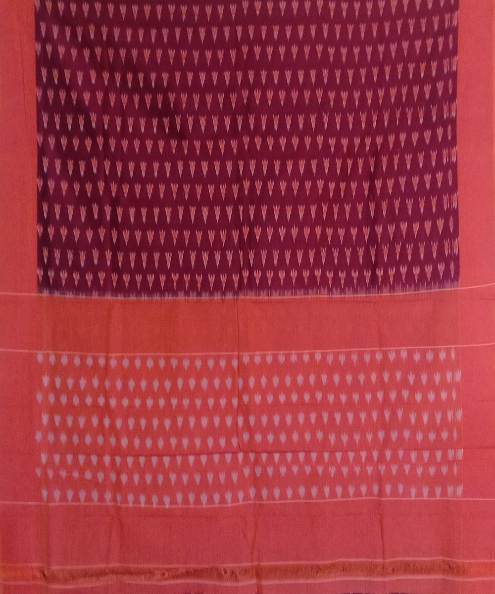 Maroon handwoven cotton pochampally ikat saree