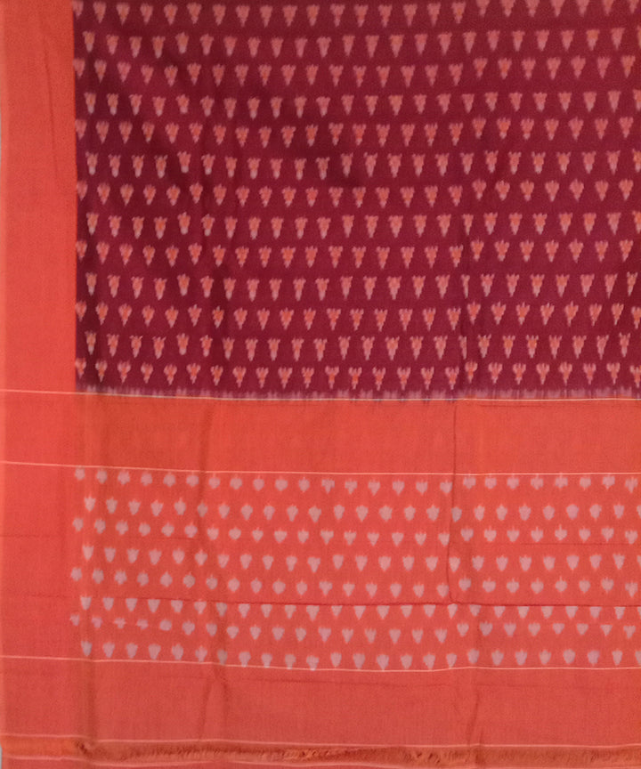 Maroon handwoven cotton pochampally ikat saree