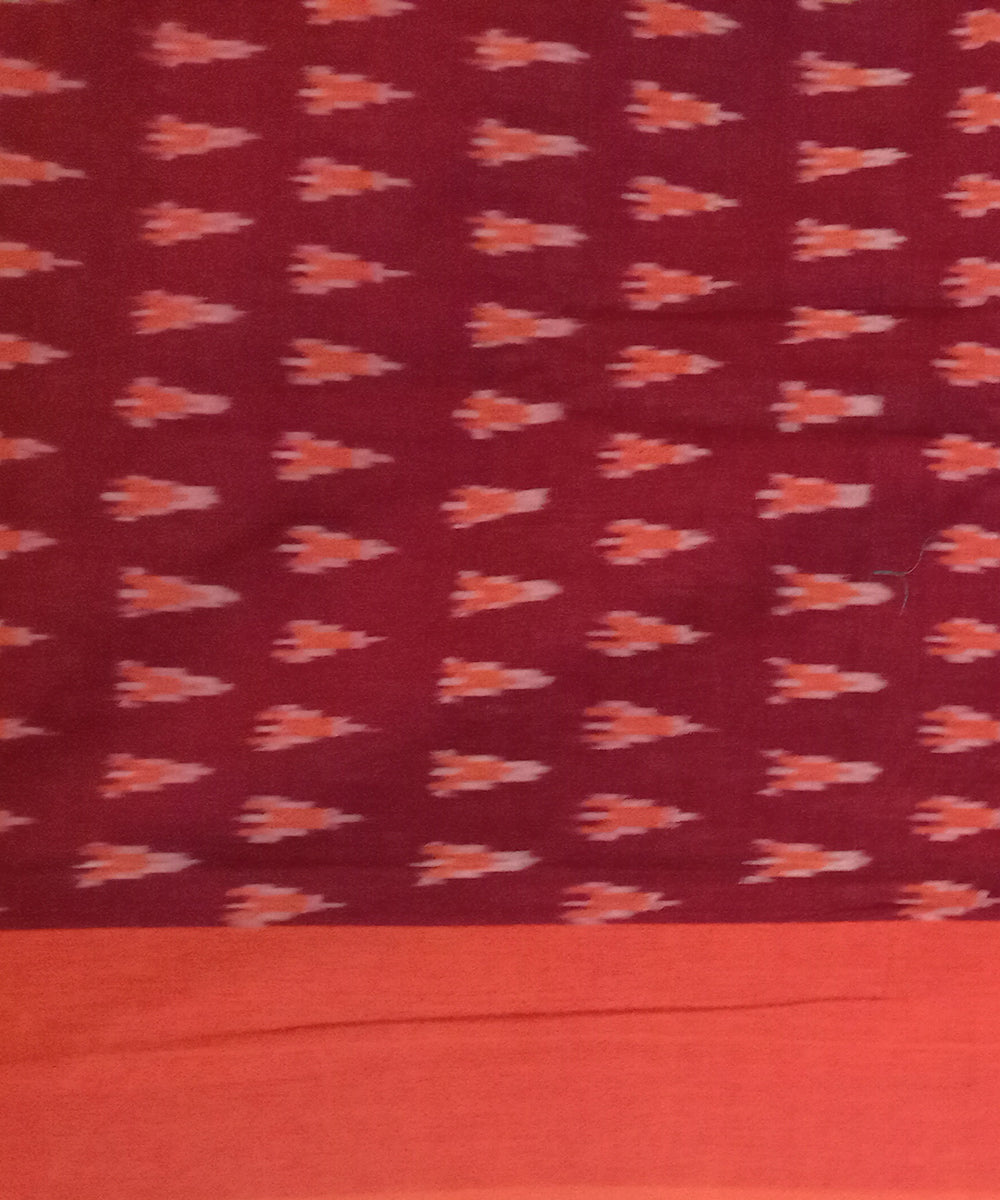 Maroon handwoven cotton pochampally ikat saree