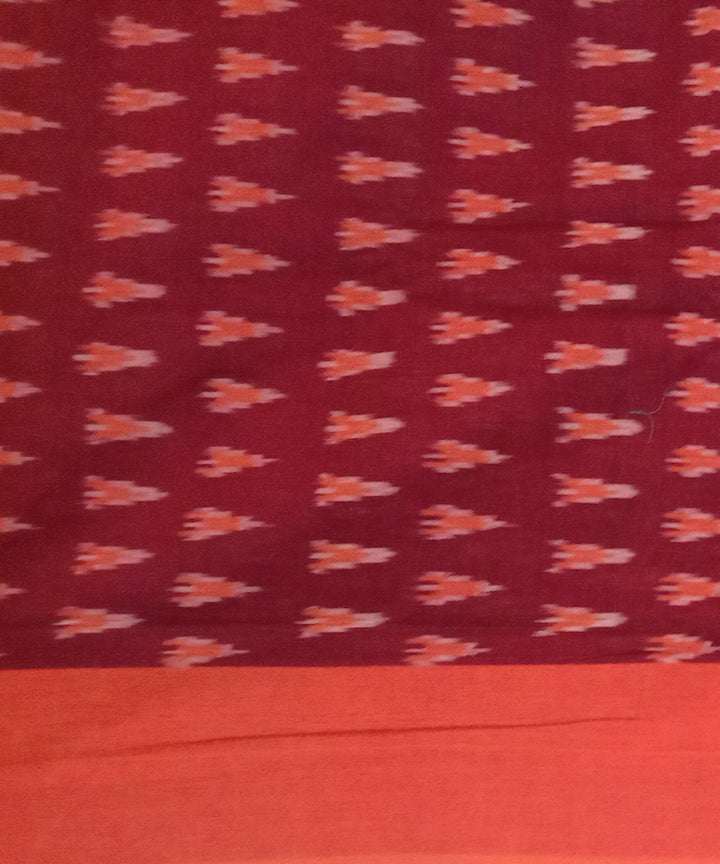 Maroon handwoven cotton pochampally ikat saree