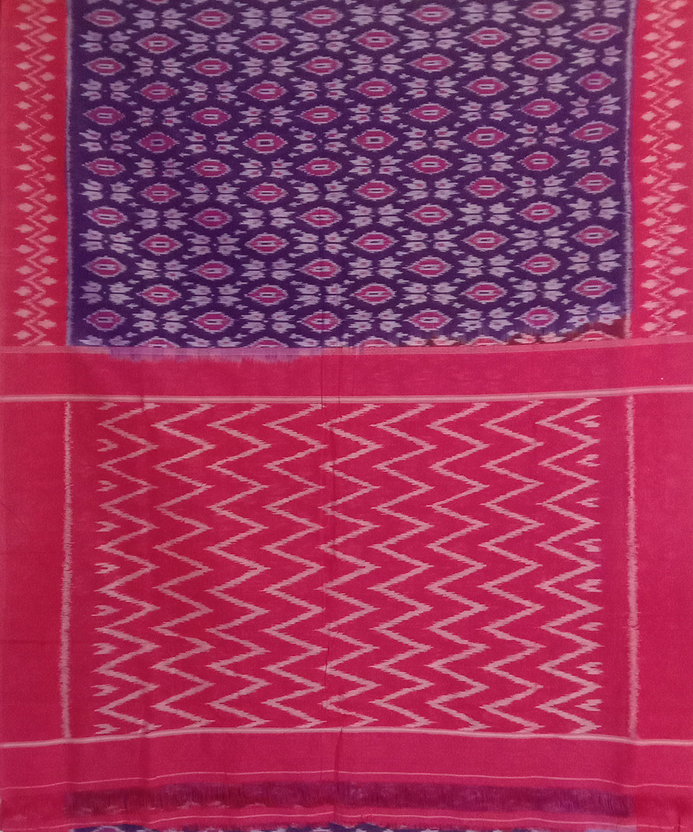 Purple handwoven cotton pochampally ikat saree