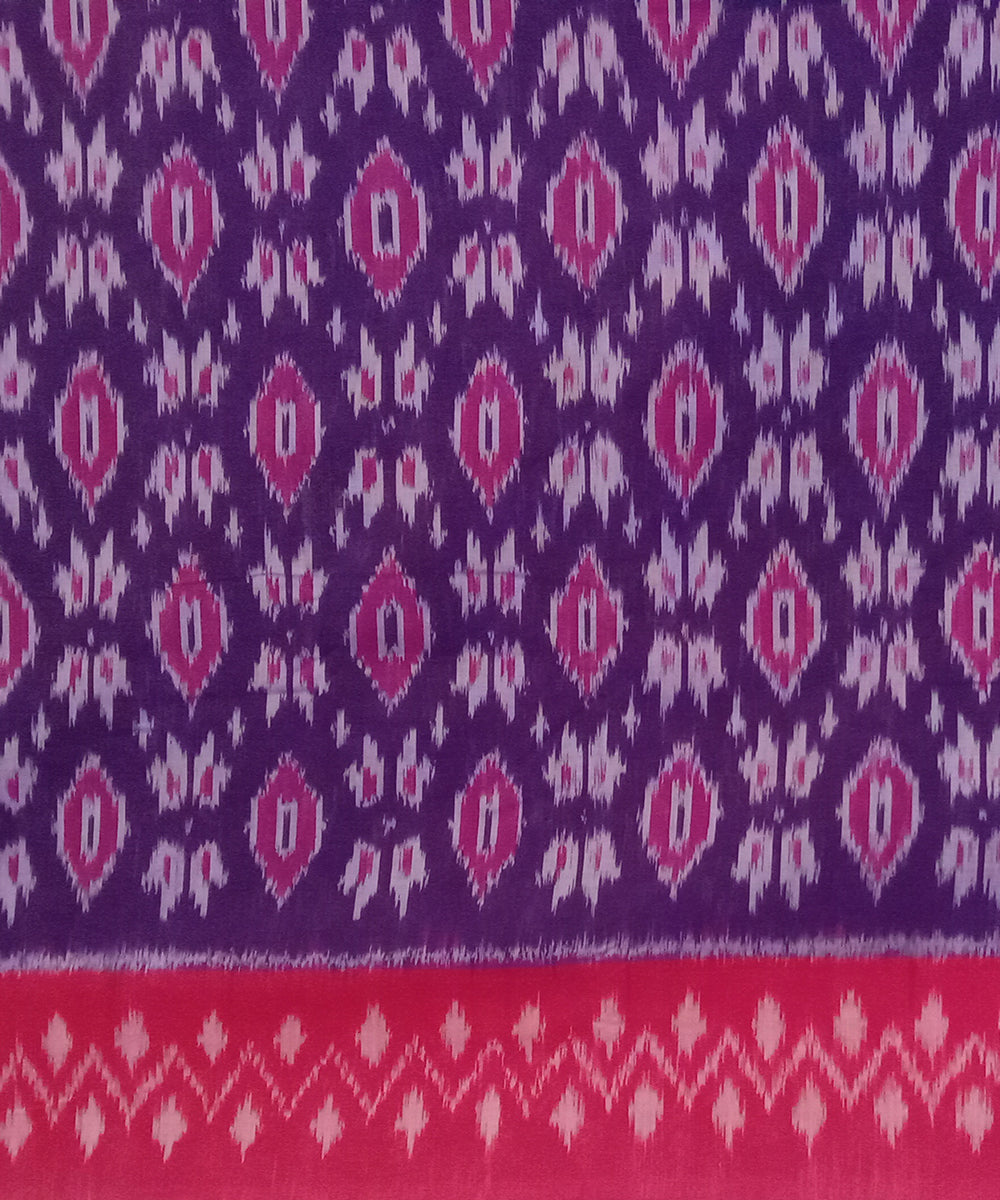 Purple handwoven cotton pochampally ikat saree