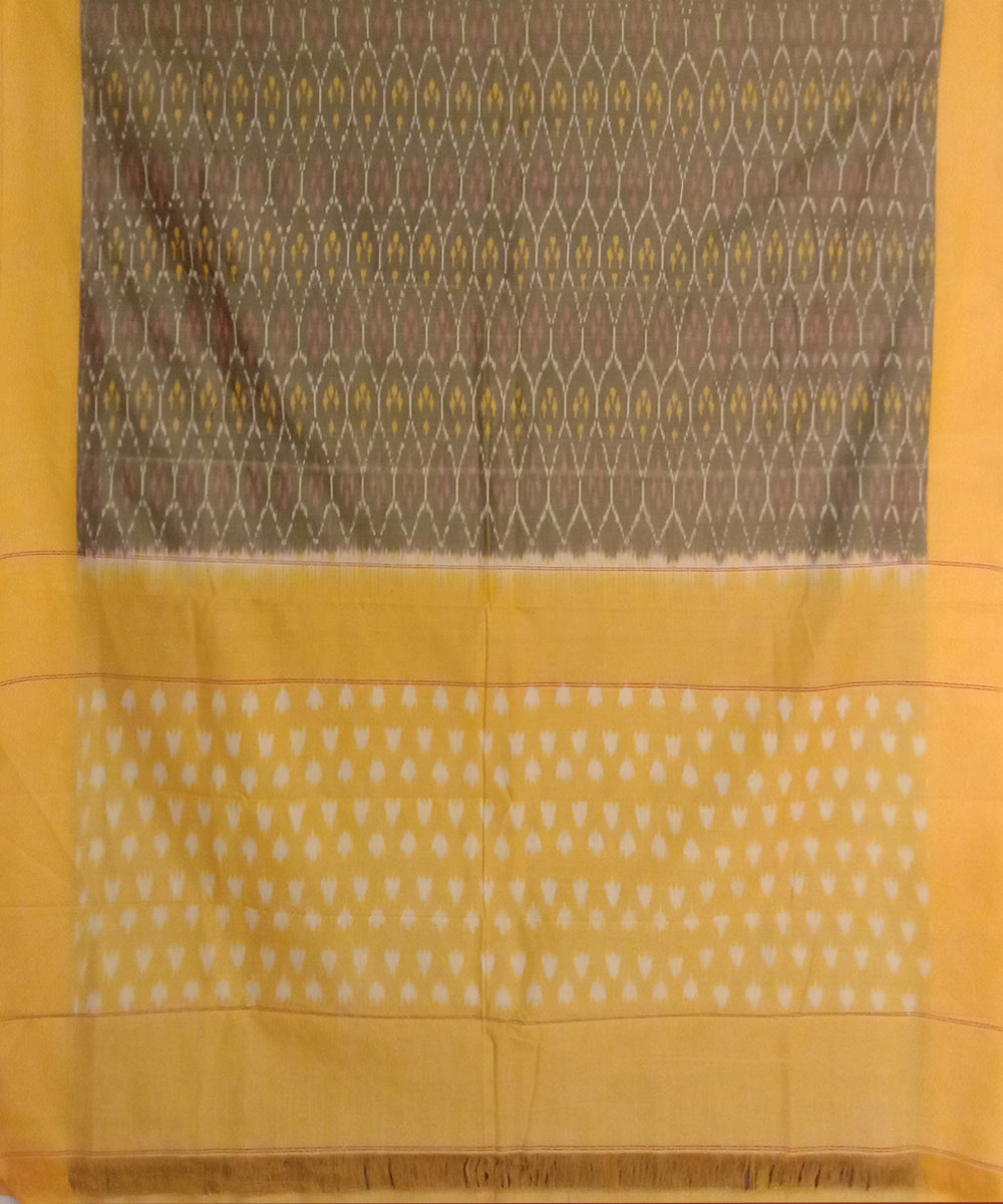 Olive green handwoven cotton pochampally ikat saree