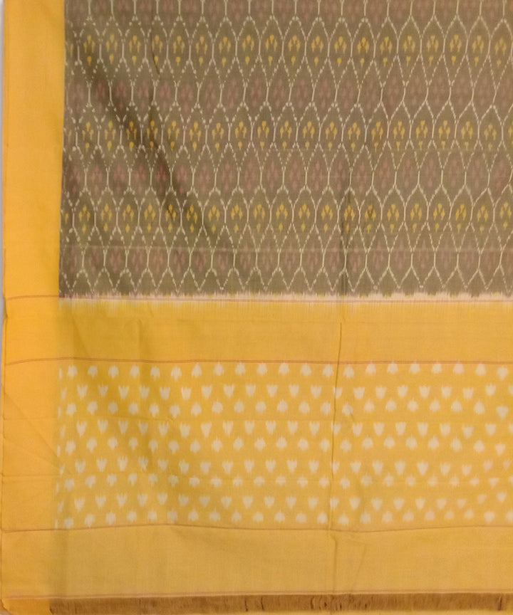 Olive green handwoven cotton pochampally ikat saree