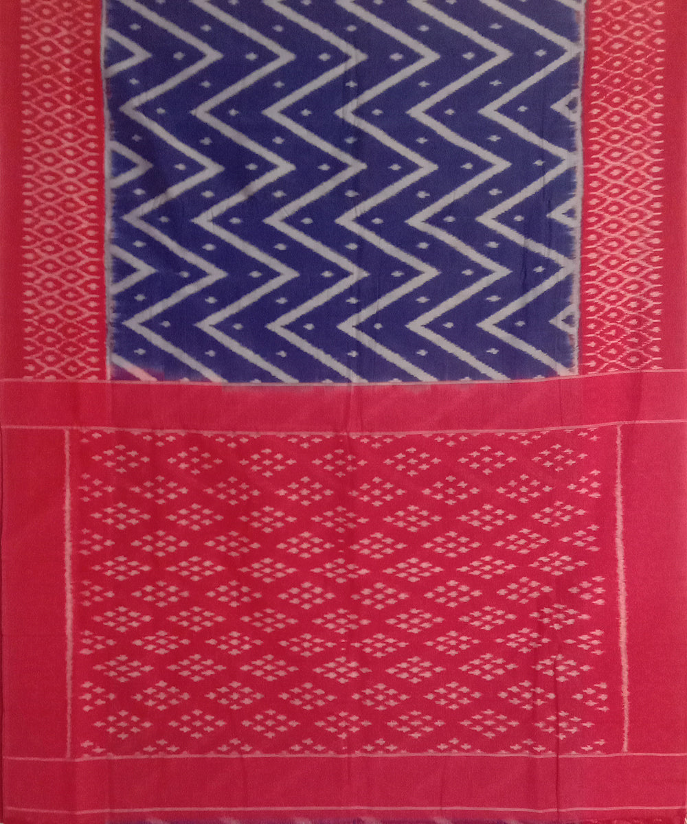 Dark blue handloom cotton pochampally ikat saree