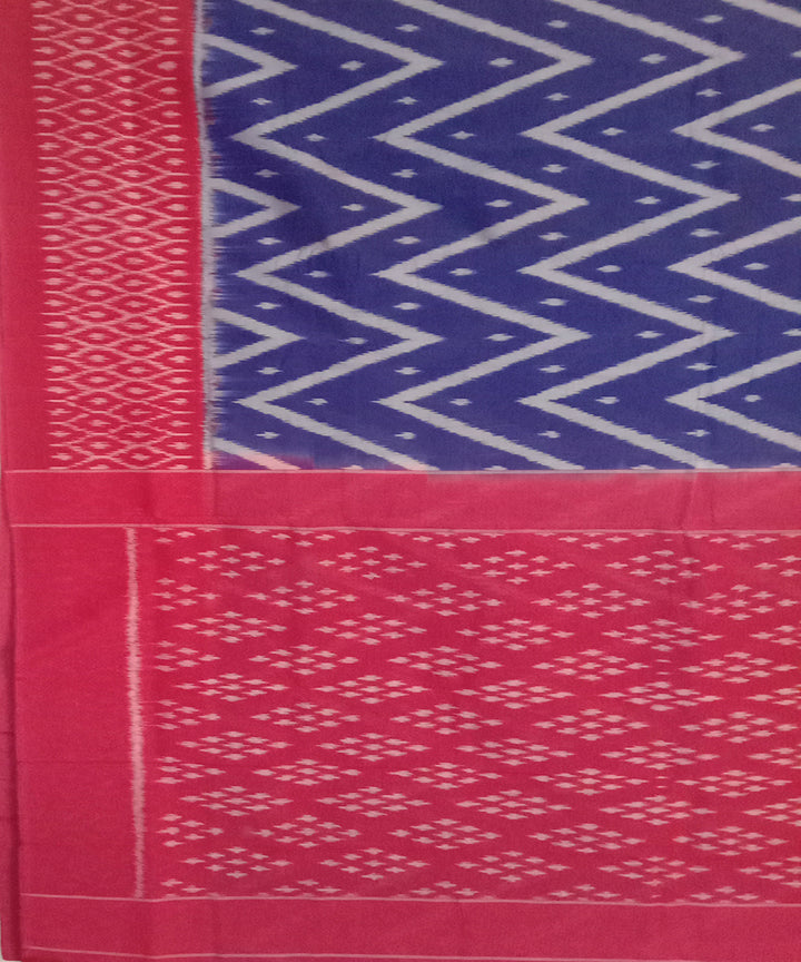 Dark blue handloom cotton pochampally ikat saree