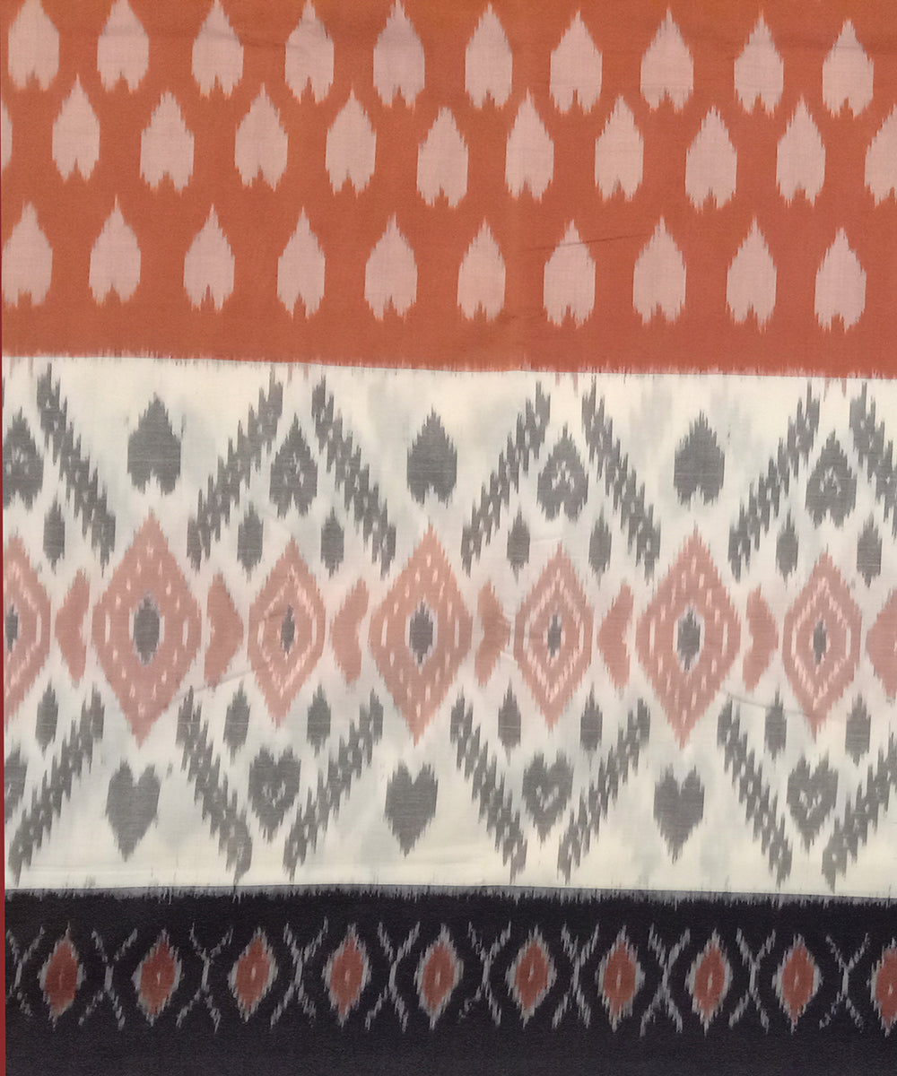 Orange handloom cotton pochampally ikat saree