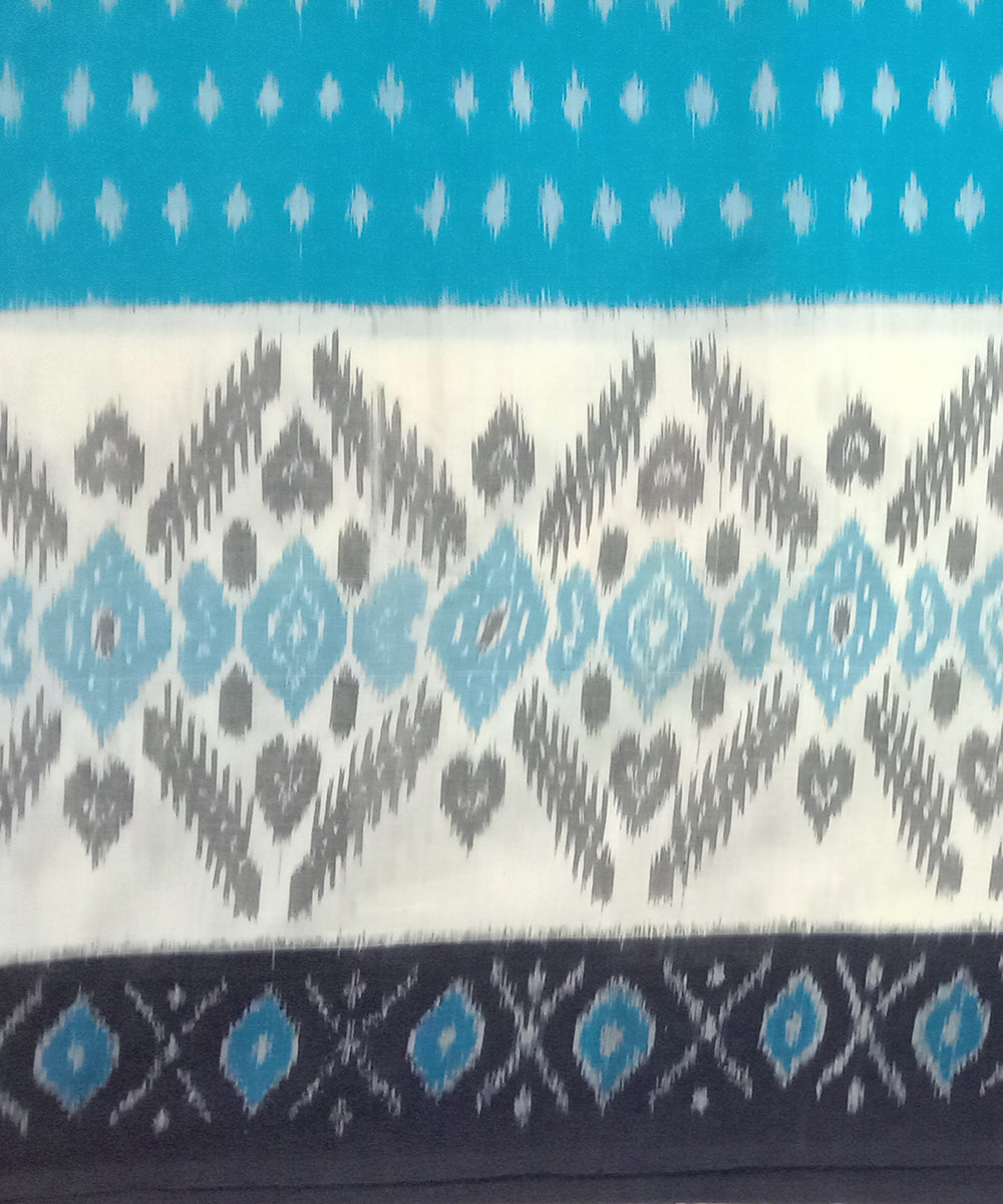 Sky blue handloom cotton pochampally ikat saree