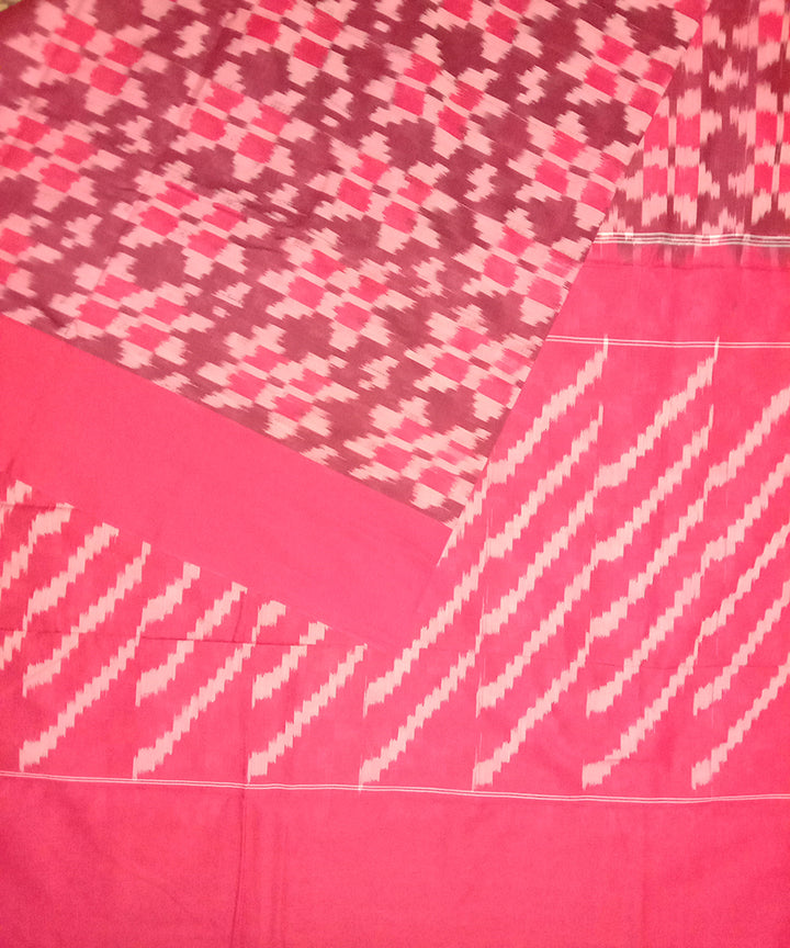 Maroon hand woven cotton pochampally ikat saree