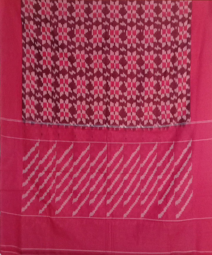 Maroon hand woven cotton pochampally ikat saree