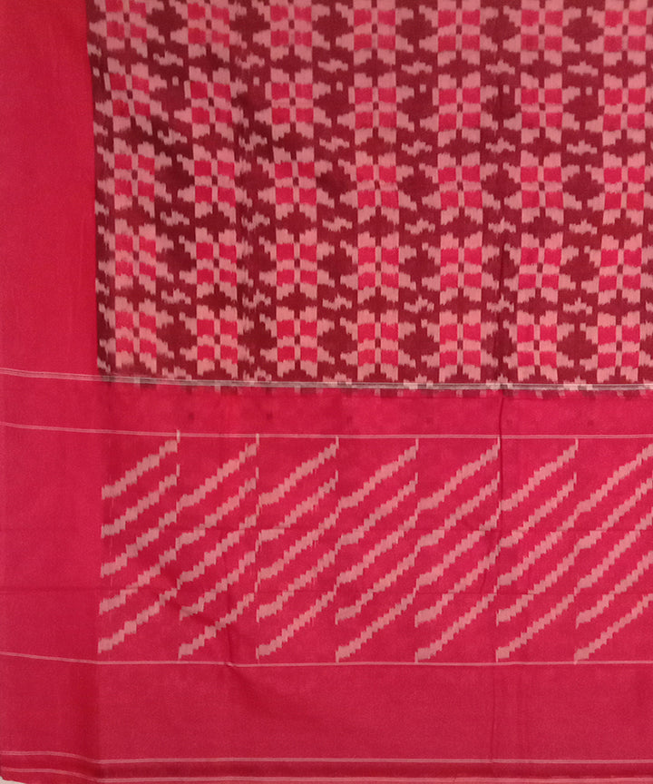 Maroon hand woven cotton pochampally ikat saree