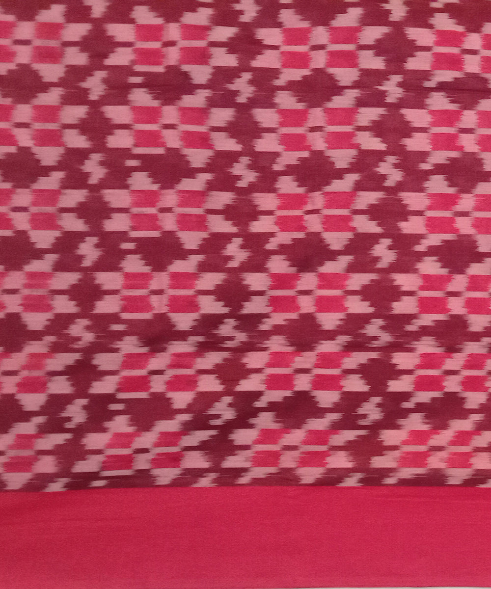 Maroon hand woven cotton pochampally ikat saree