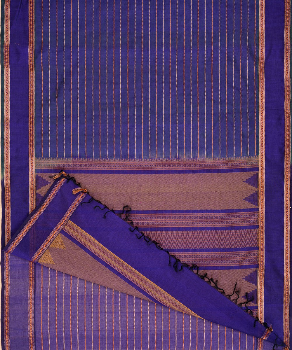 Purple handwoven cotton silk veldhari kanchi saree
