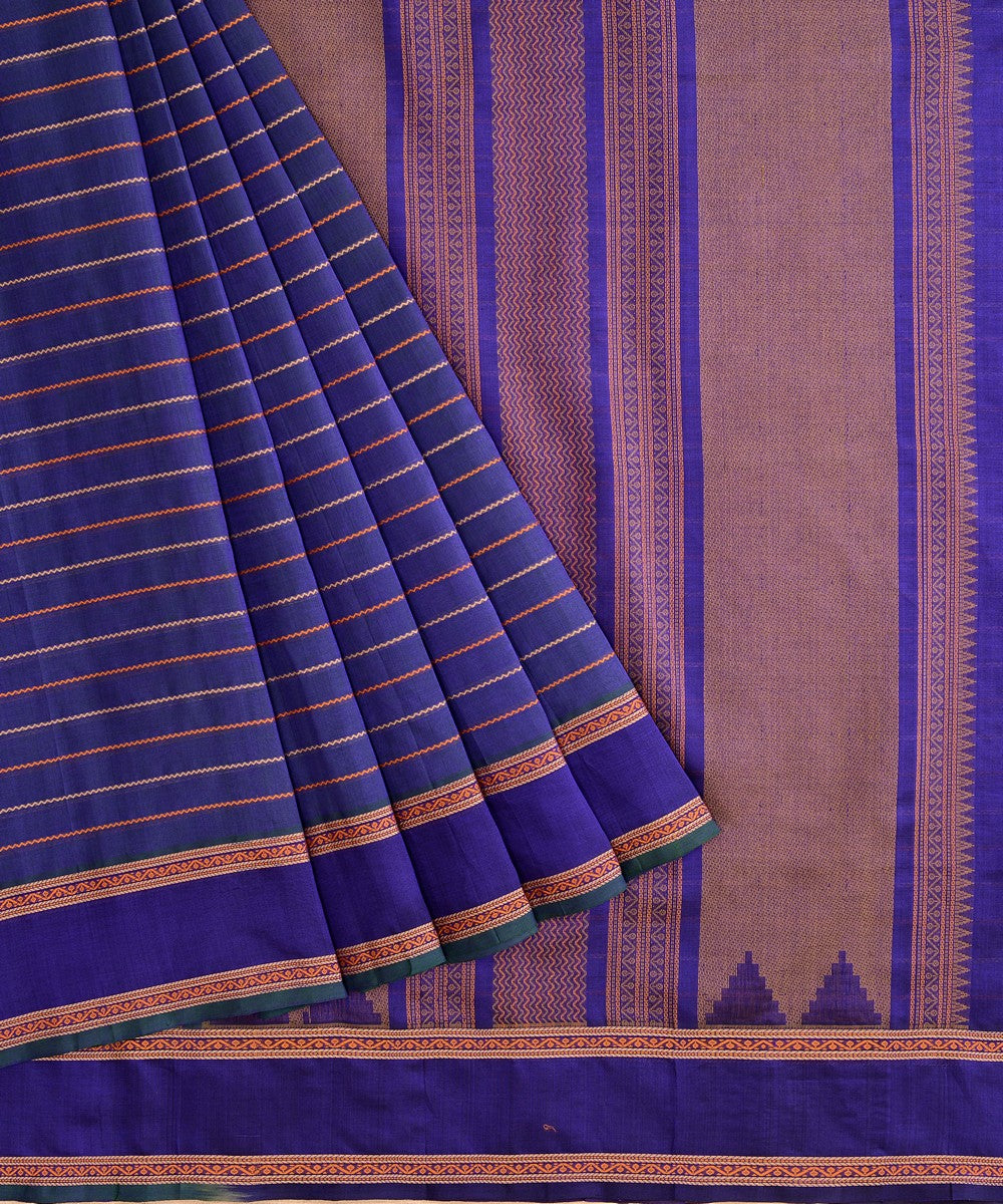 Purple handwoven cotton silk veldhari kanchi saree