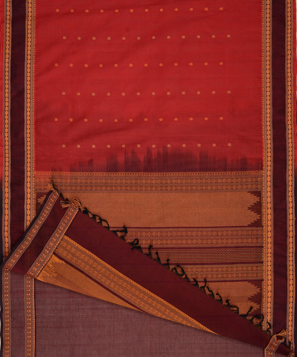 Maroon handwoven cotton silk kanchi saree