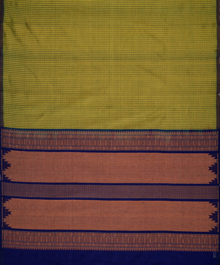 Light green handwoven cotton silk kattam kanchi saree