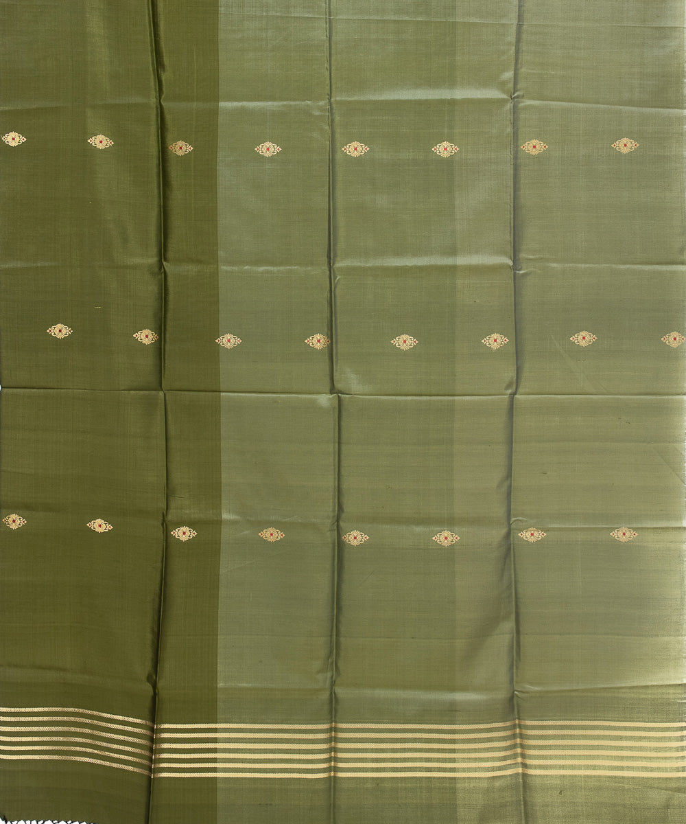 Pista green hand woven silk baluchari dupatta