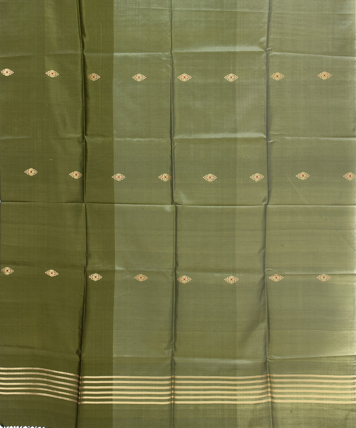 Pista green hand woven silk baluchari dupatta