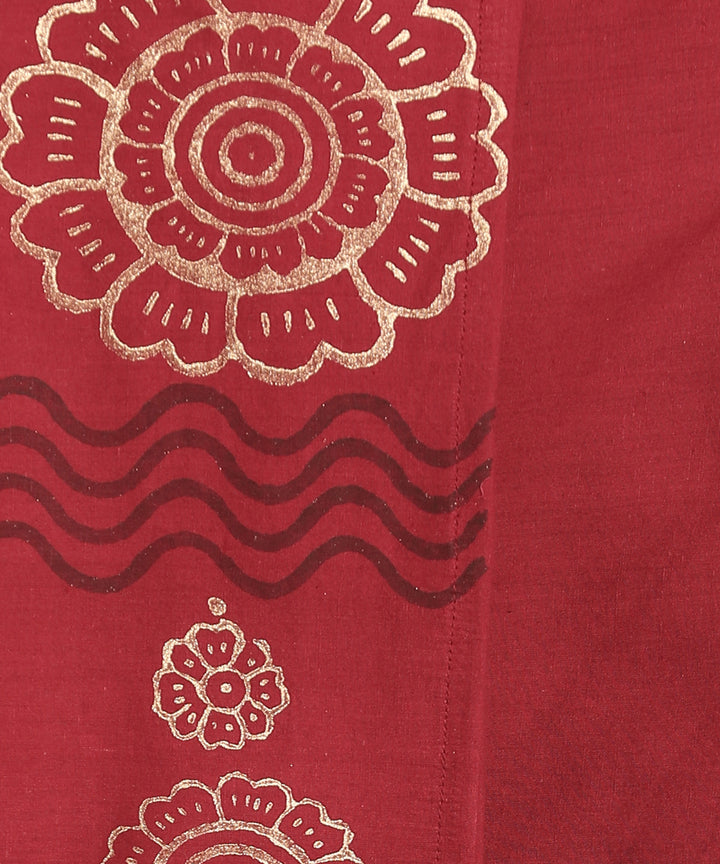 Maroon cotton handblock printed ready to wear stitched dhoti