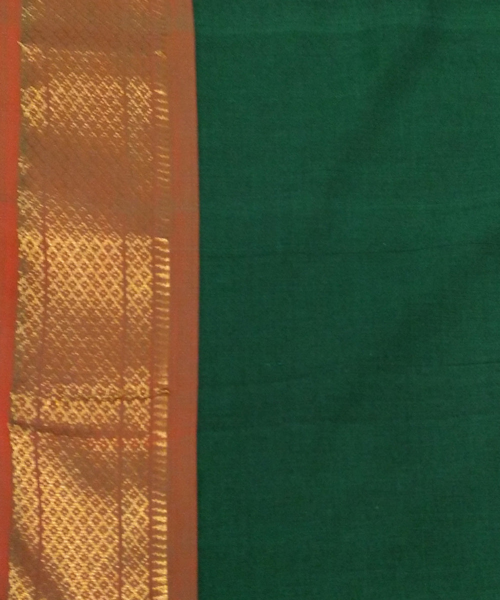 Dark green cotton handloom paithani saree
