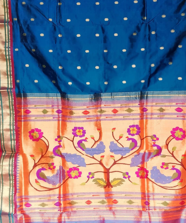 Indigo blue silk handloom paithani saree