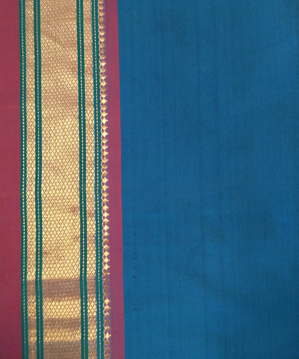 Indigo blue silk handloom paithani saree