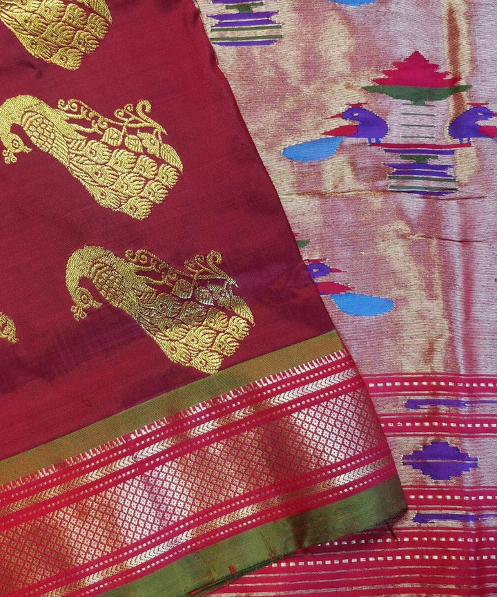 Maroon silk handloom paithani saree