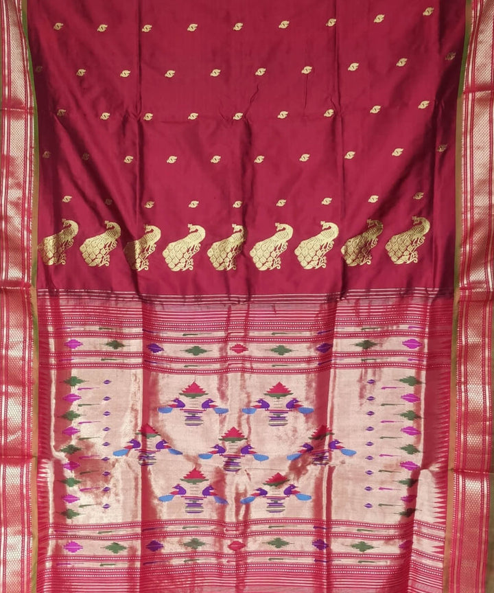Maroon silk handloom paithani saree