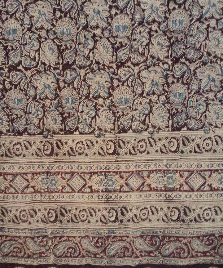 Multicolor hand printed cotton kalamkari saree