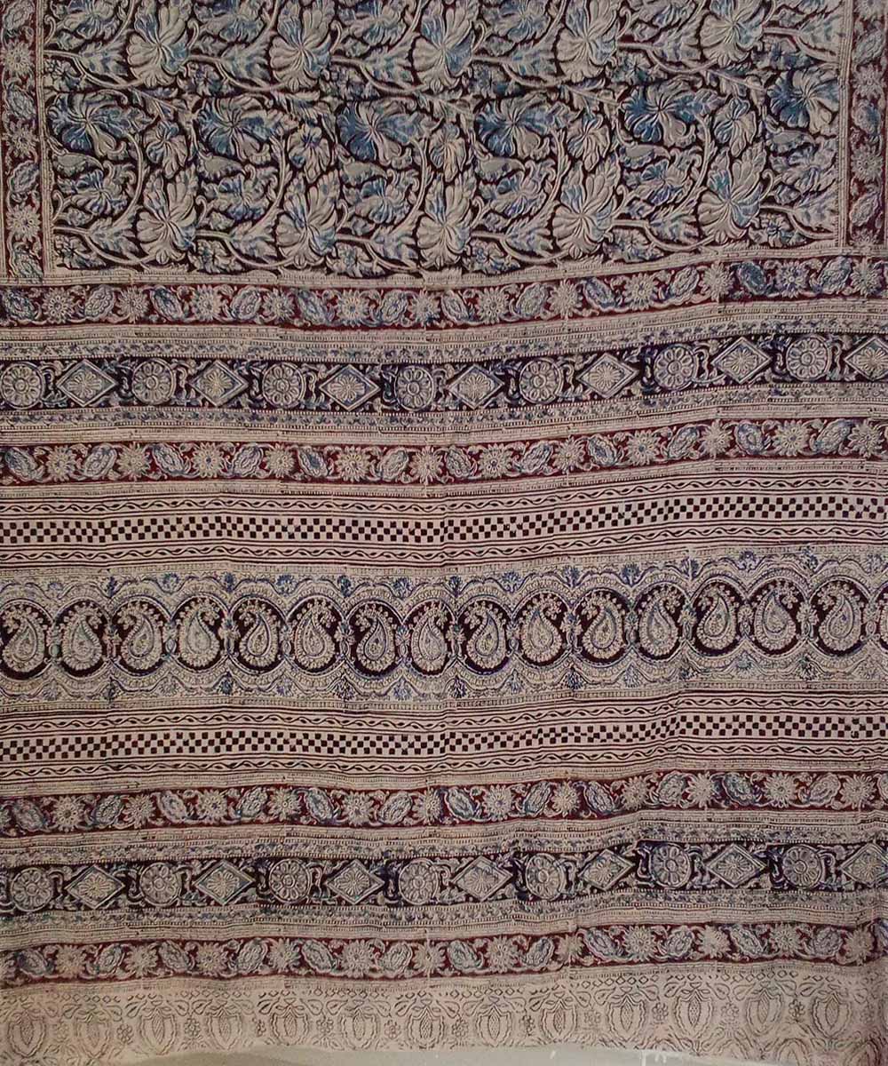 Multicolour hand printed cotton kalamkari saree