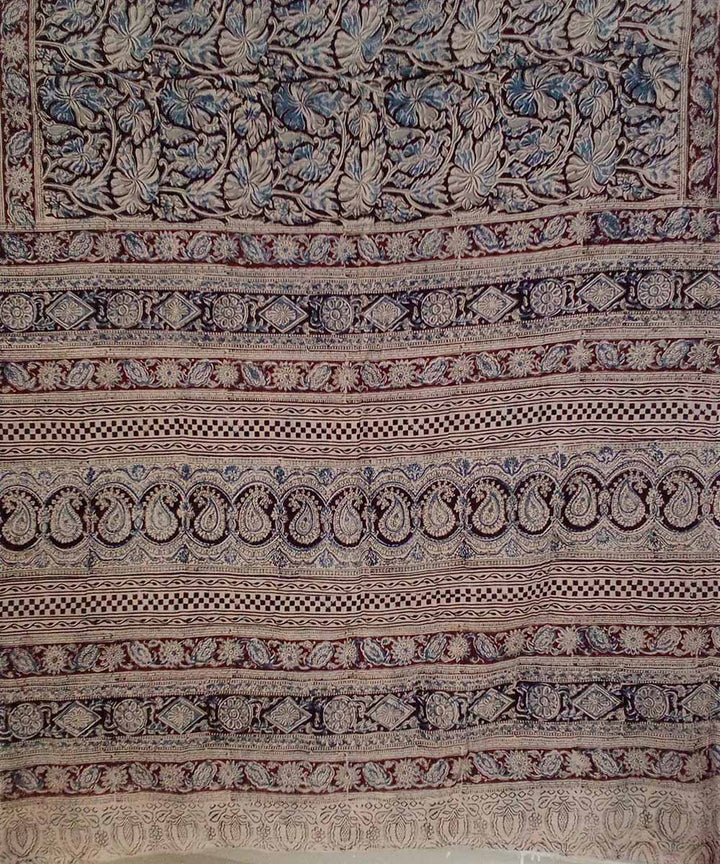 Multicolour hand printed cotton kalamkari saree