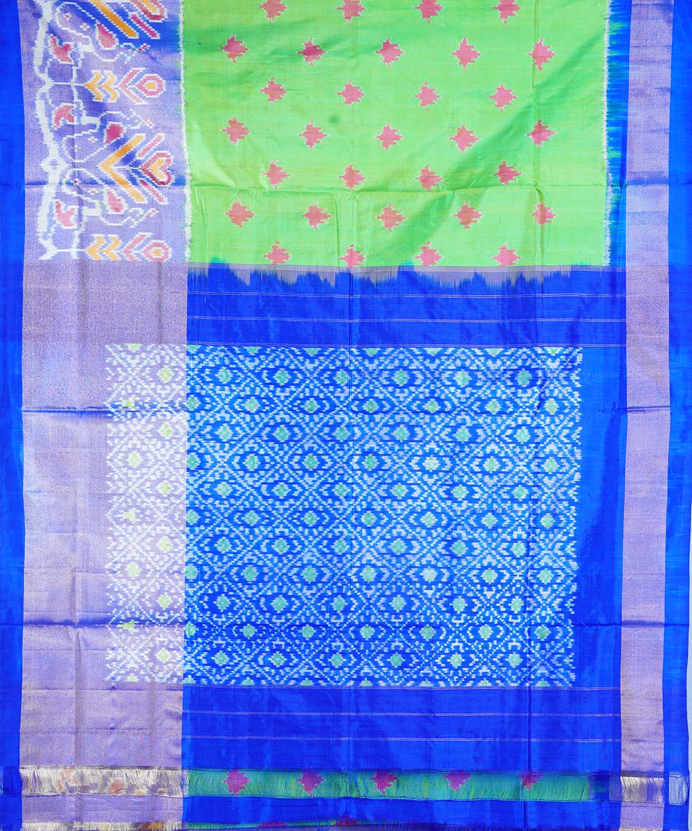 Green hand woven ikkat silk pochampally saree