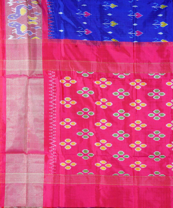 Ink blue handwoven ikkat silk pochampally saree