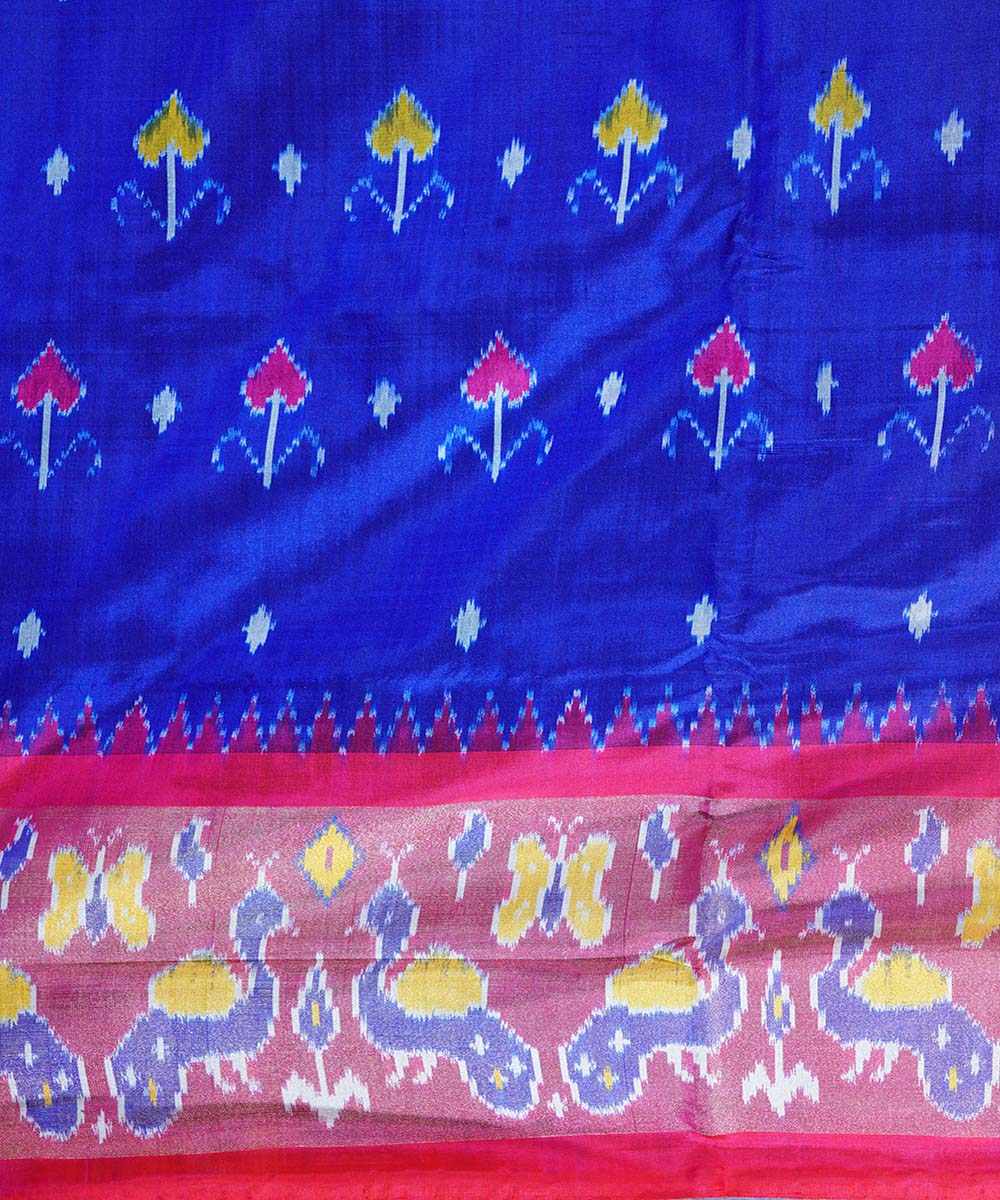 Ink blue handwoven ikkat silk pochampally saree