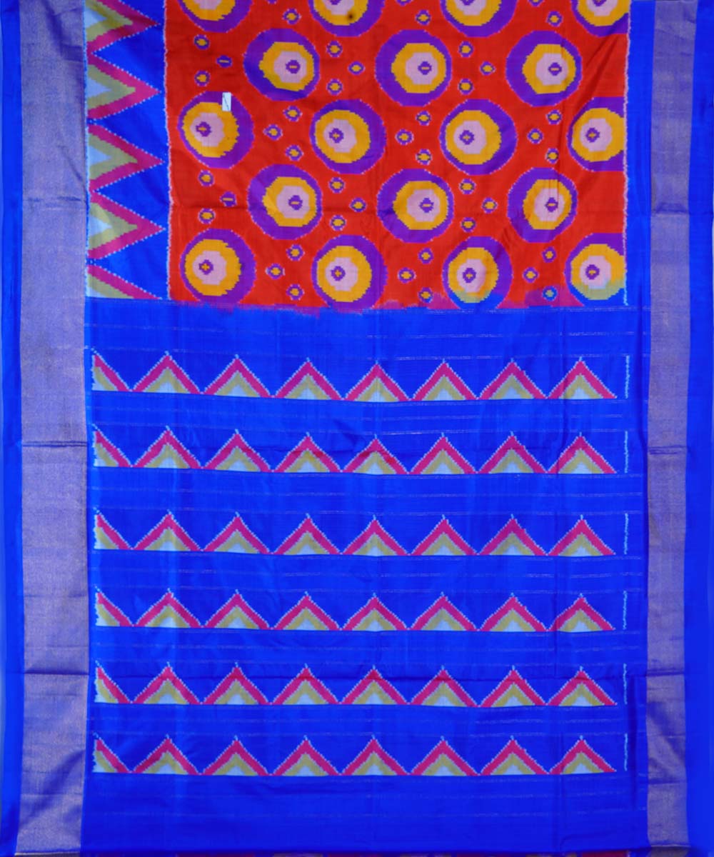 Red handloom ikkat silk pochampally saree