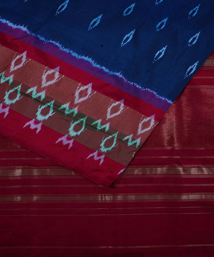 Teal blue handloom ikkat silk pochampally saree