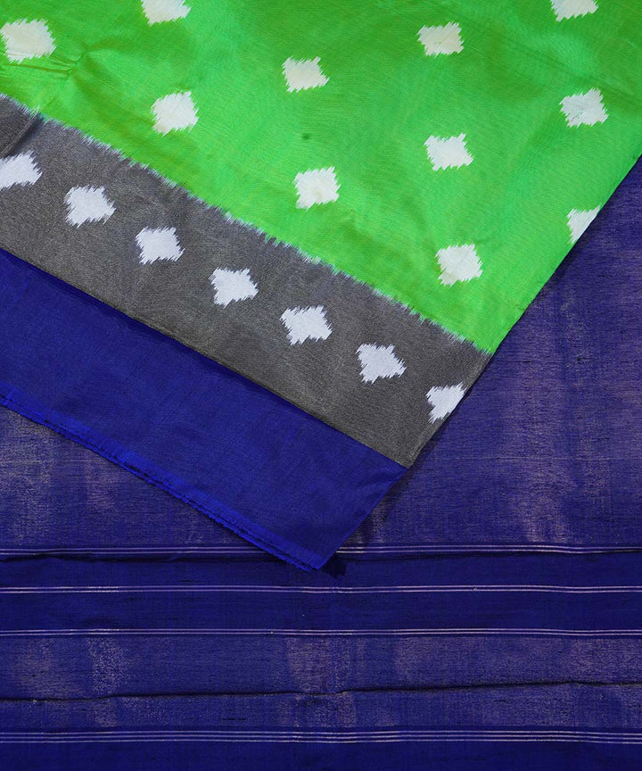 Bright green handwoven ikkat silk pochampally saree