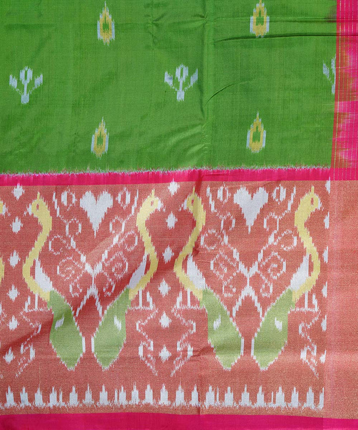 Spring green handwoven ikkat silk pochampally saree