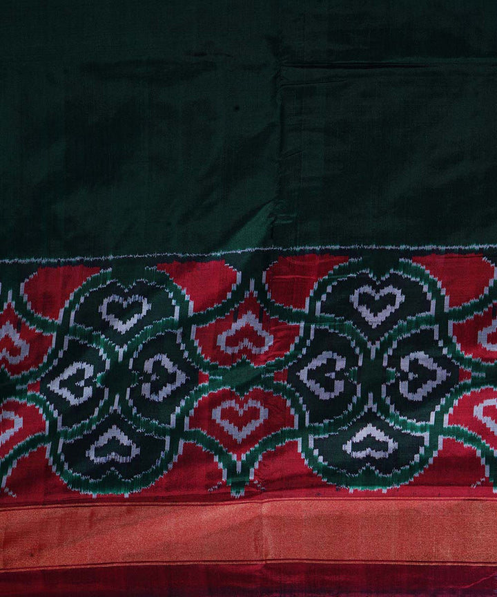 Dark green handloom ikat silk pochampally saree