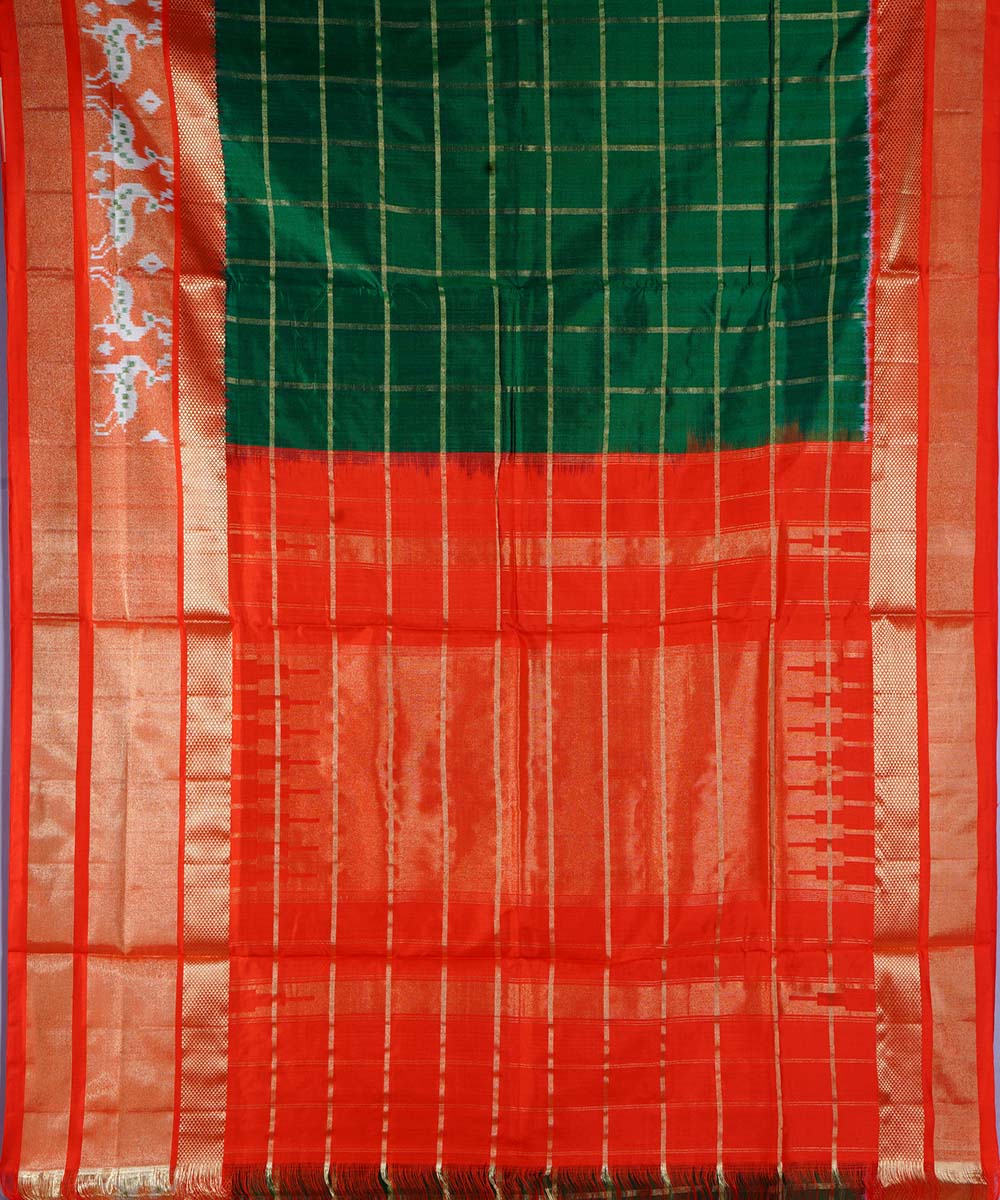 Forest green handwoven ikkat silk pochampally saree