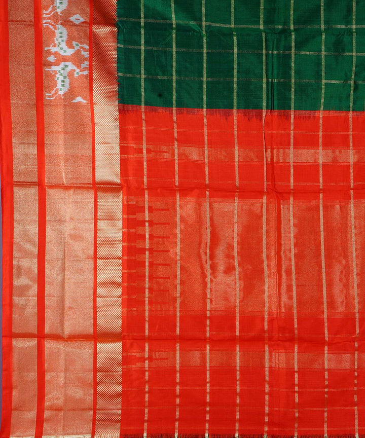 Forest green handwoven ikkat silk pochampally saree