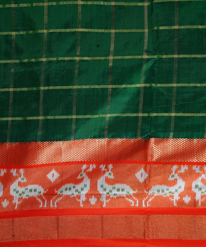 Forest green handwoven ikkat silk pochampally saree