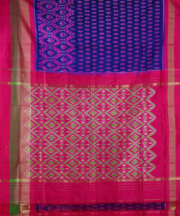 Dark blue handloom ikkat silk pochampally saree