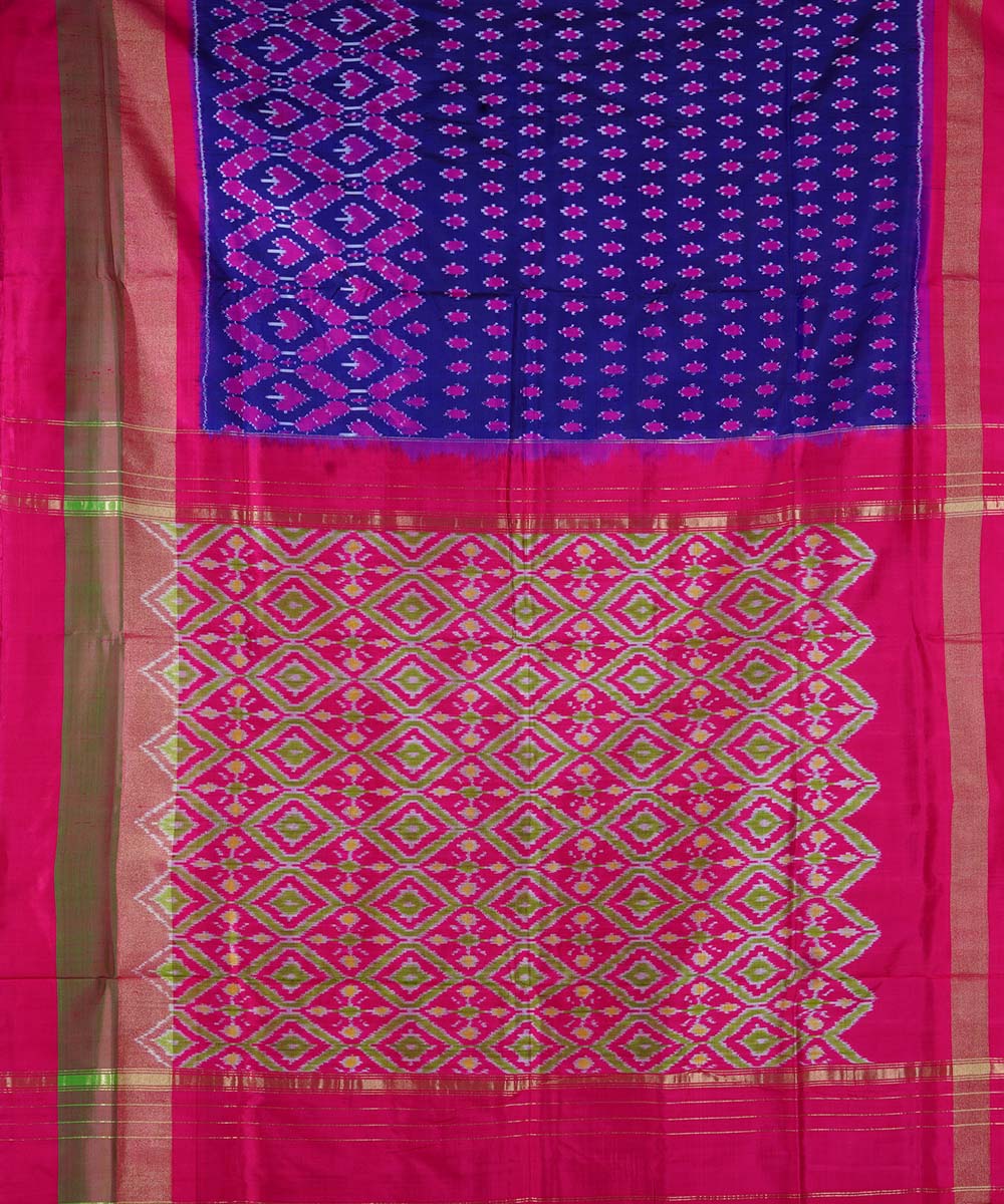 Dark blue handloom ikkat silk pochampally saree