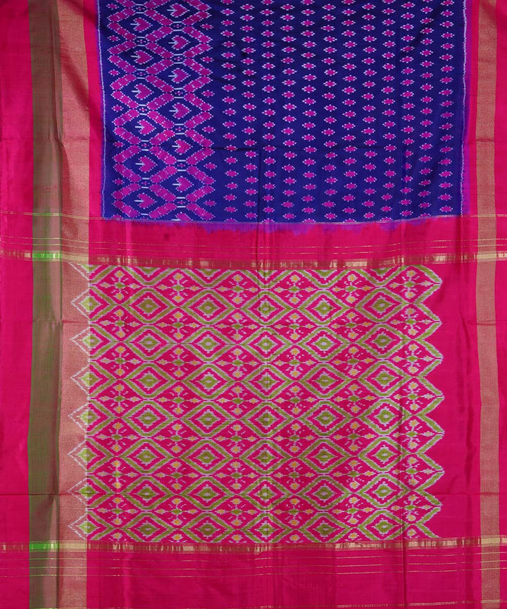 Dark blue handloom ikkat silk pochampally saree